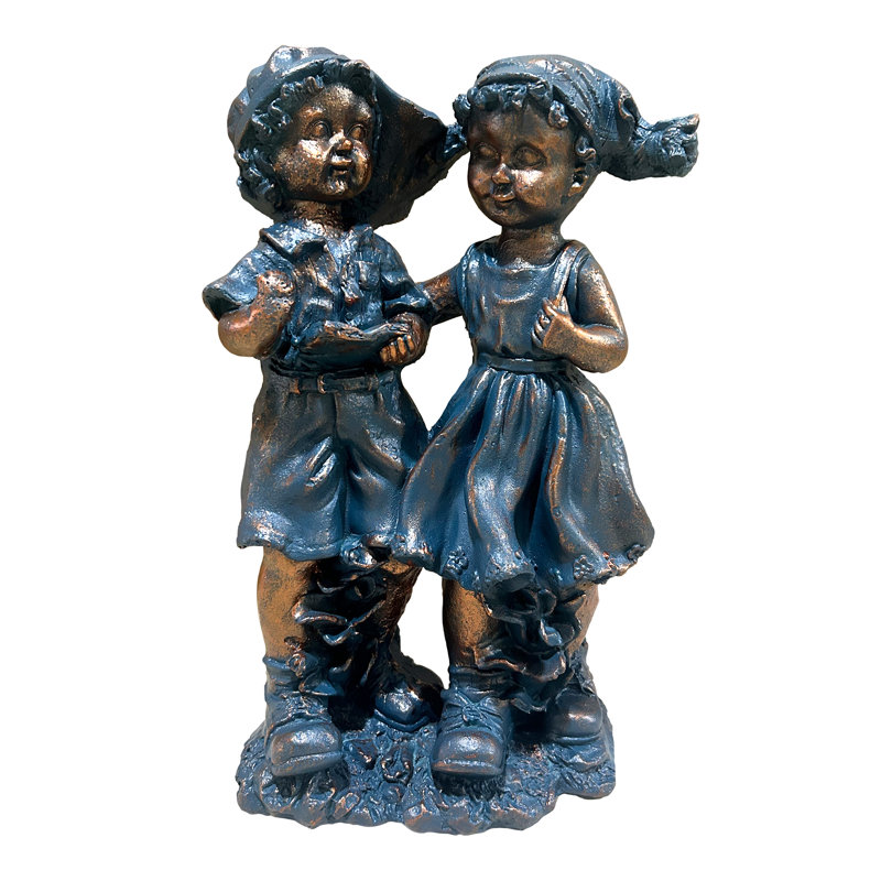 Ensemble de statue de jardin garçon et fille en oxyde de magnésium, figurines pour enfants d'extérieur résistantes aux intempéries