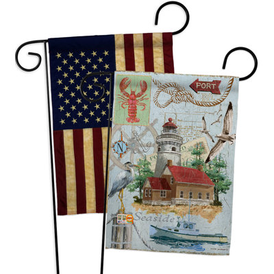 Ensemble de drapeaux de jardin 2 faces h 18,5 po x l 13 po seaside lighthouse