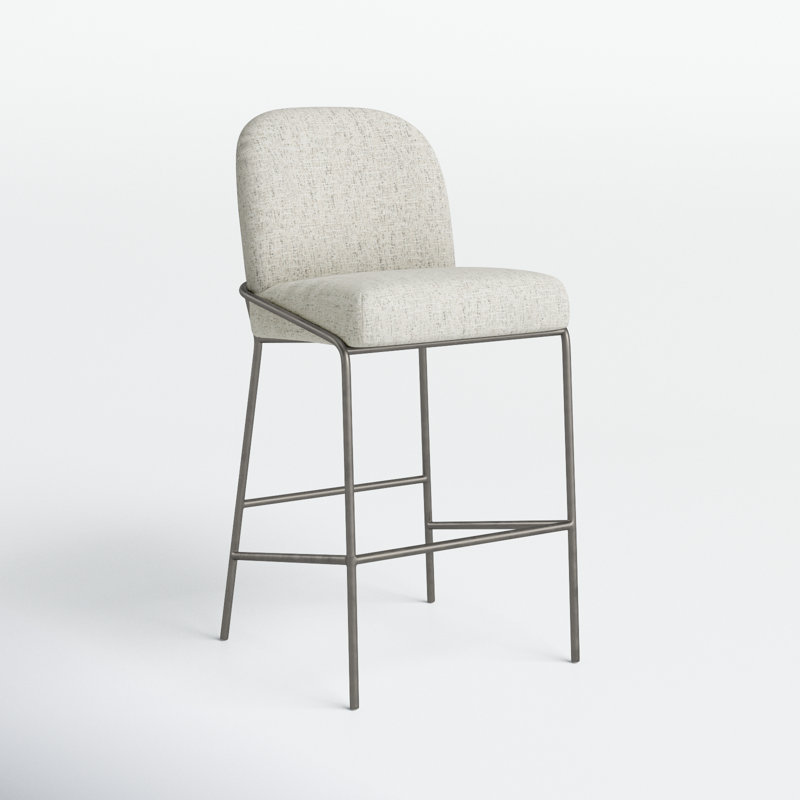Laina Upholstered Counter Stool with Metal Frame, Bar Stool (30.5" Seat Height), Polyester Blend Light Gray