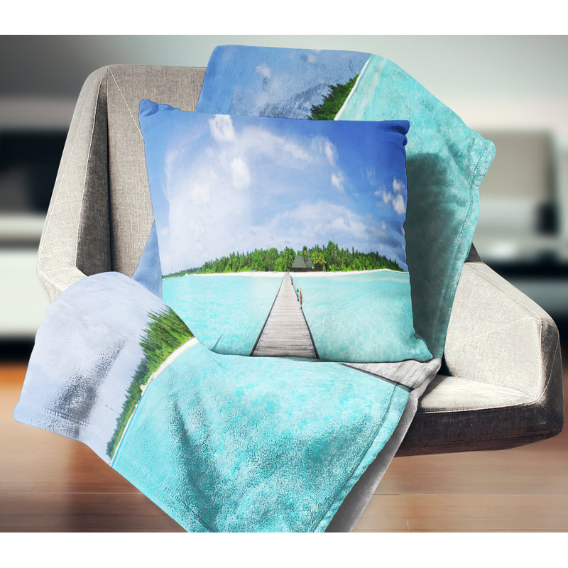 Coussin paysage paysage marin Maldives, 18 po x 18 po, Carré