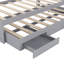 Lit plateforme simple TG avec tête de rangement à DEL, station de charge, lit gigogne simple et 2 tiroirs, gris-178296015