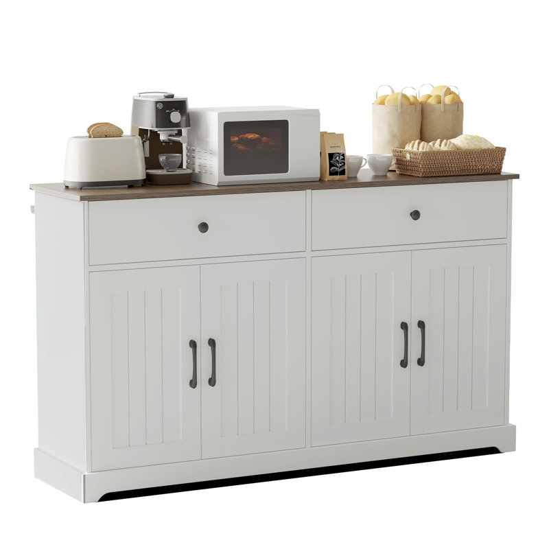 Grande armoire buffet 56 "avec tiroirs, station de café avec tablettes réglables et portes