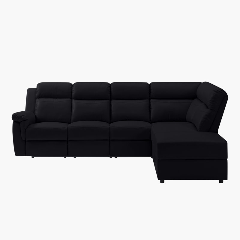 Emsal 2 - Piece Vegan Leather Sectional, Black Faux Leather