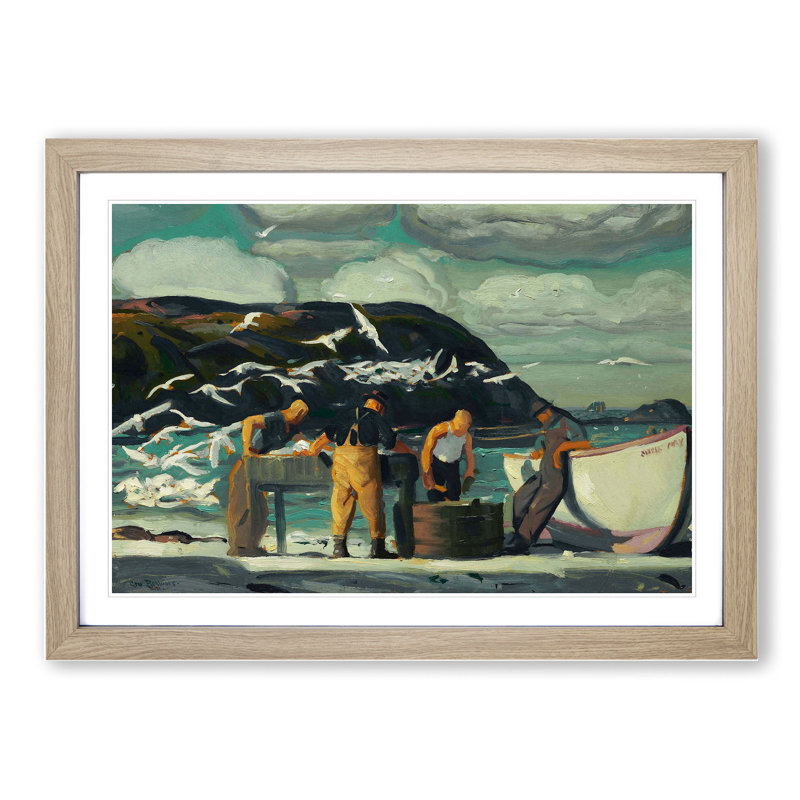 Cleaning Fish by George Bellows - Picture Frame Painting, 36cm H x 48cm W x 2cm D, Oak Framed