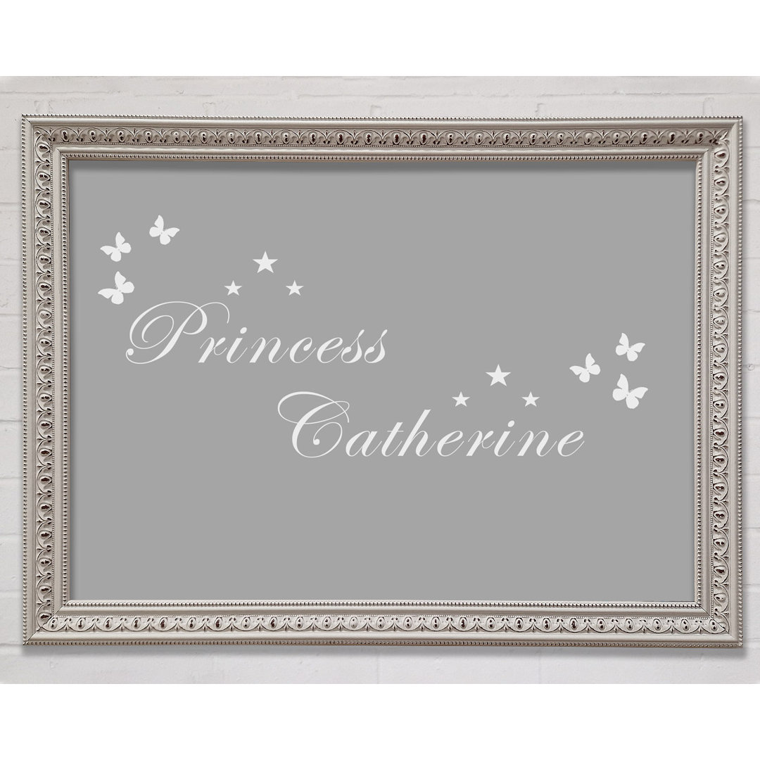 Girls Room Quote Your Own Name Princess Grau Weiß Gerahmter Druck