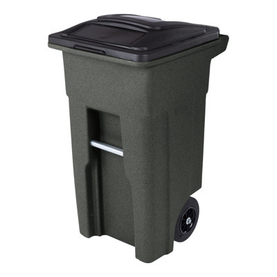 32 Gal. Trash Can With Quiet Wheels And Attached Lid