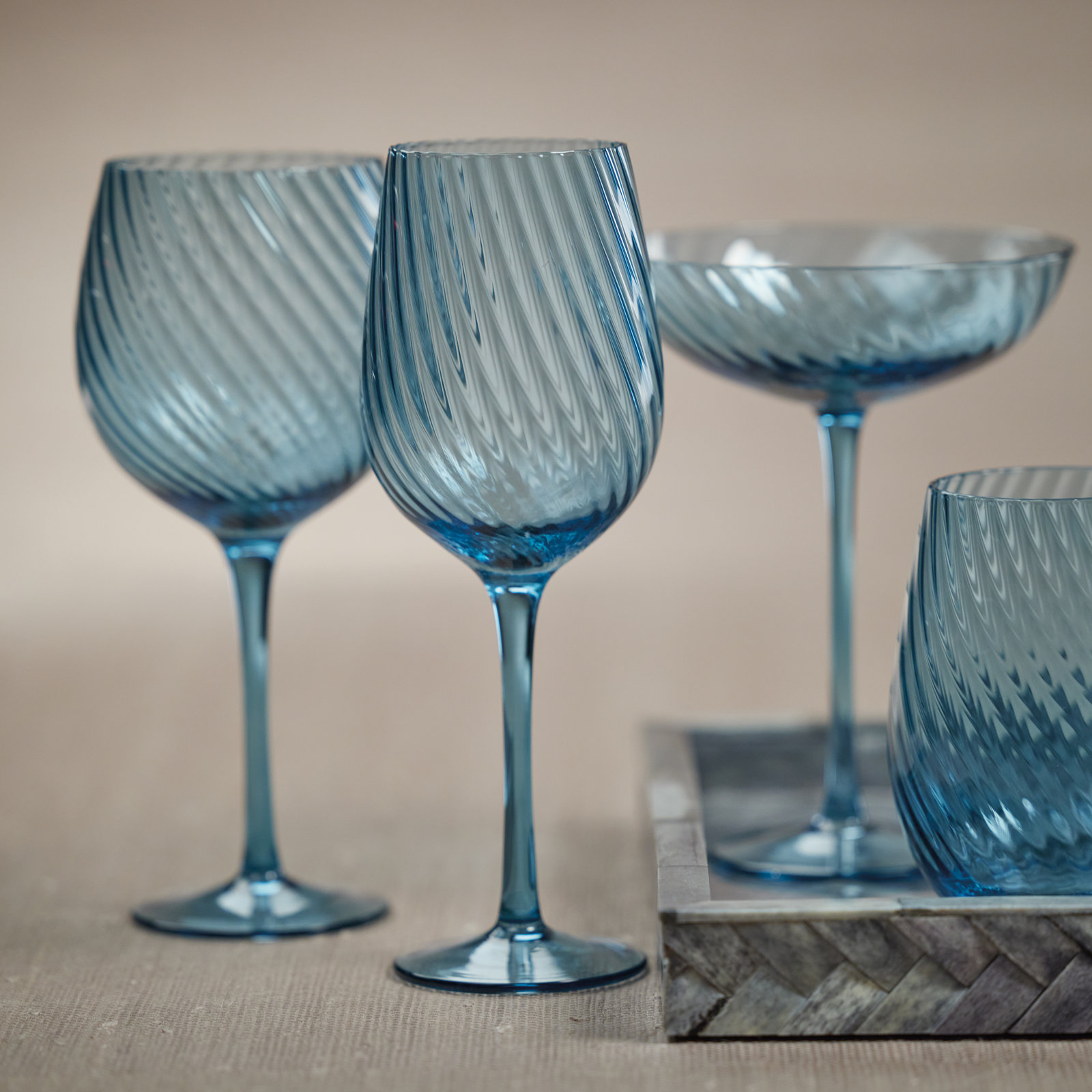 Sesto Optic Swirl Red Wine Glasses, Set of 6, Blue