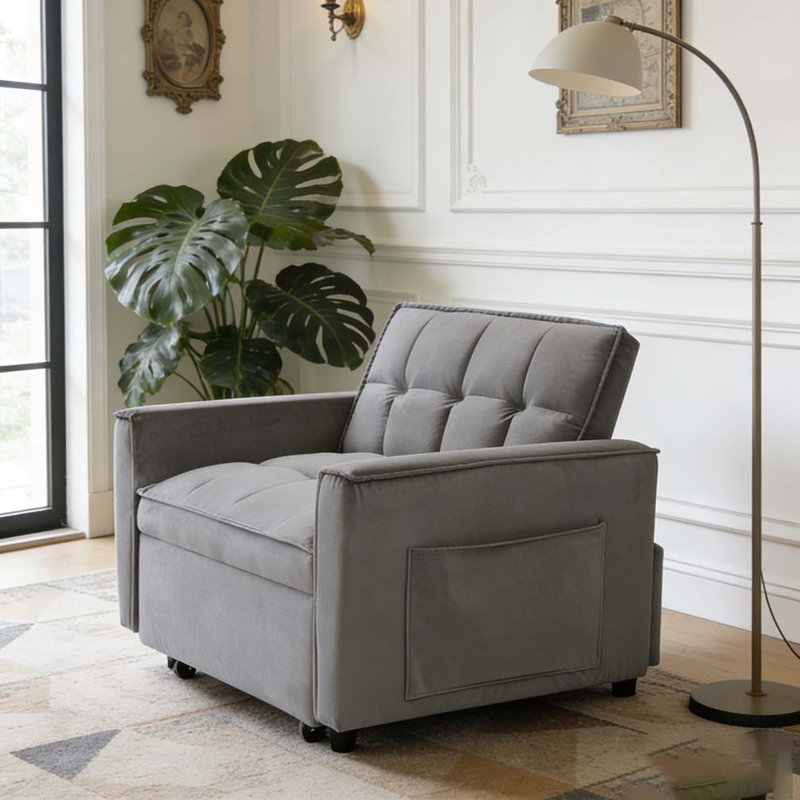 Sofa bed chair 3 in 1 convertible, DARK GREY