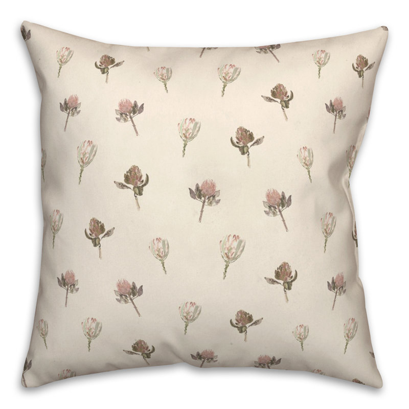 Floral Reversible Throw Pillow, Cream