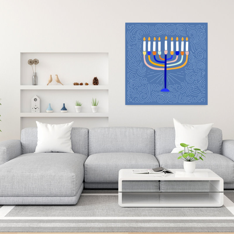 Deco Menorah Abstract Art contemporain, H 36 po x l 36 po