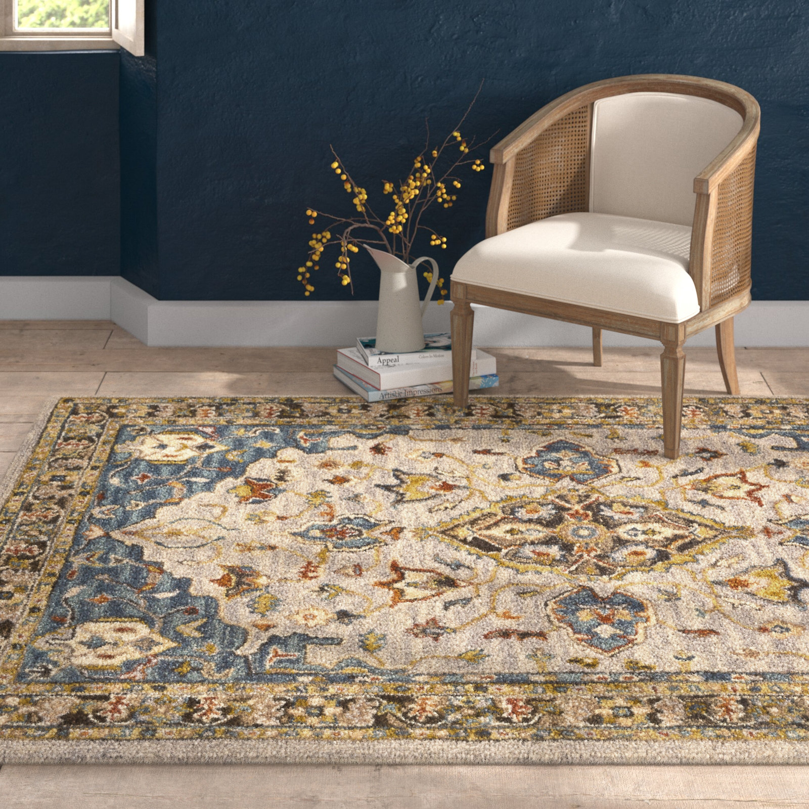 Alford Taupe Hand-Tufted Oriental Wool Rug, Rectangle 5' x 7'6"