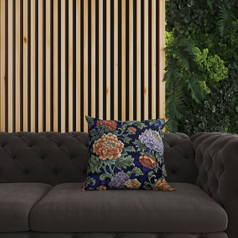 Indoor / Outdoor Floral Square Cushion, 46cm H x 46cm W, Blue/Green/Orange