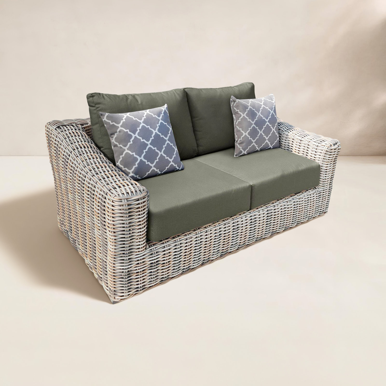 64.9'' Wide Wicker Loveseat with Cushions, Gray