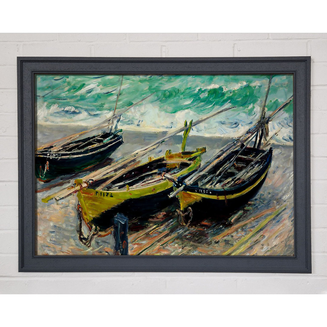 Gerahmtes Leinwandbild Three Fishing Boats von Monet