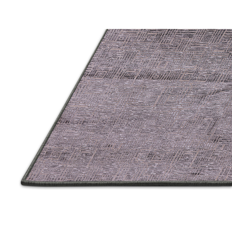 Tapis gris à motif géométrique Bornier, Rectangle 7 pi x 9 pi
