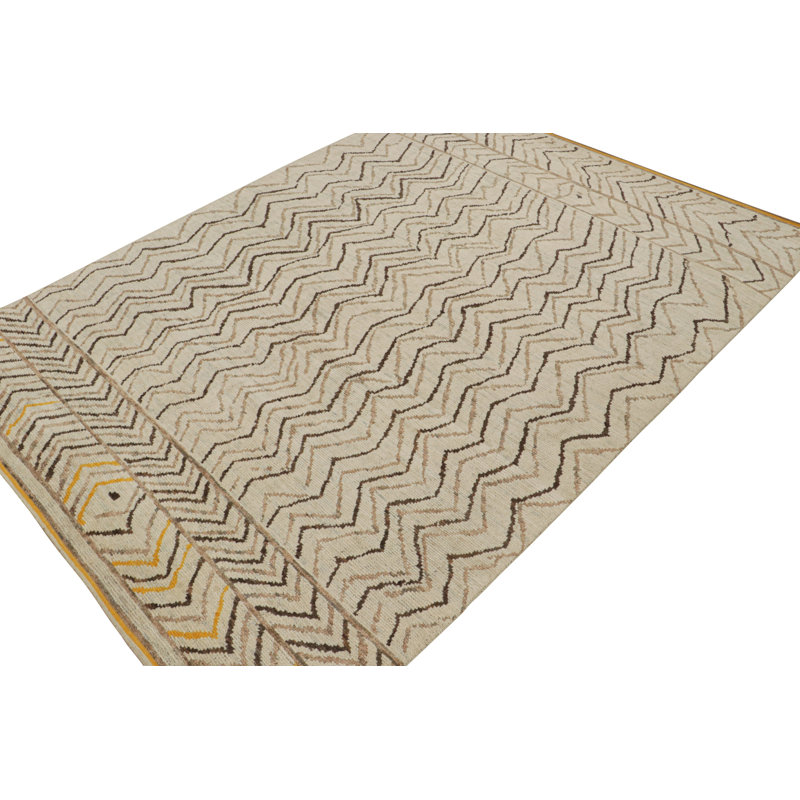 Moroccan Handmade Kilim Wool Geometric Area Rug, Dark Beige/Brown/Gold, Rectangle 4' x 6'