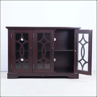 3-Door Glass Sideboard with Adjustable Shelves