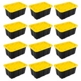 Sterilite 17 Gallon Industrial Stackable Storage Tote Lidded Containers, 12 Pack