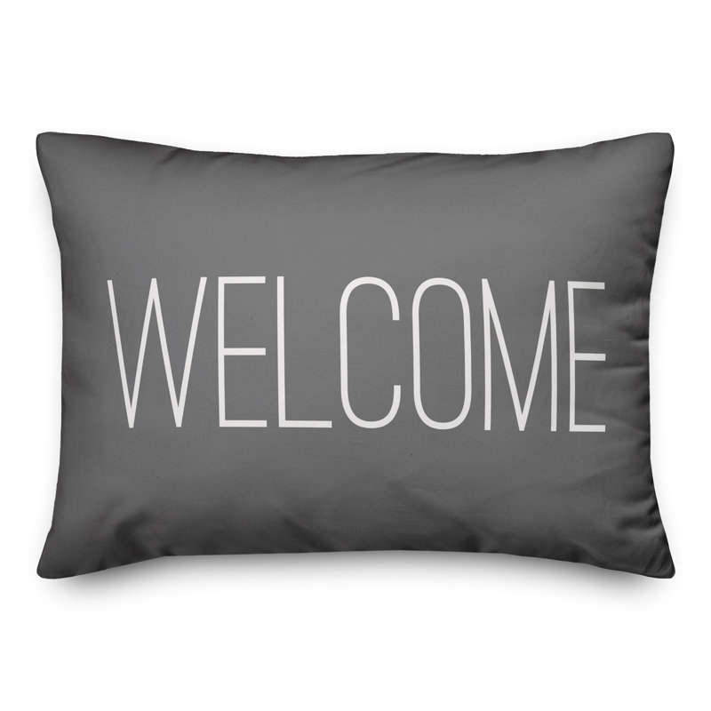 Textual Outdoor Throw Pillow, Coral