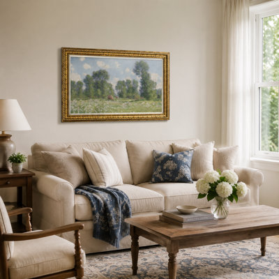 Wall Art Framed Gold, Monet Meadow Landscape Prints