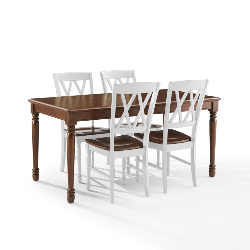 Dunblane Dining Table Set, 5 Pieces: Table, 4 Chairs, White
