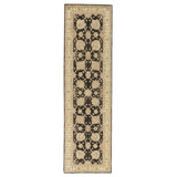 Wool Oriental Area Rug in Black/Cream
