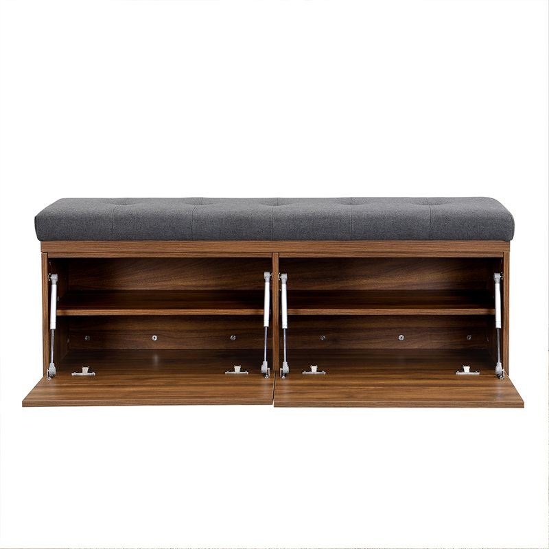 Banc de rangement 12 paires de chaussures, Gris foncé / brun