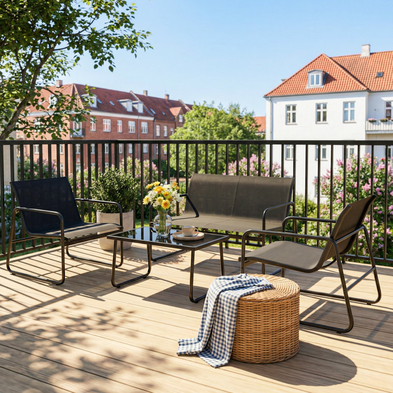 Garden Patio Furniture Set 4 Pieces, Black
