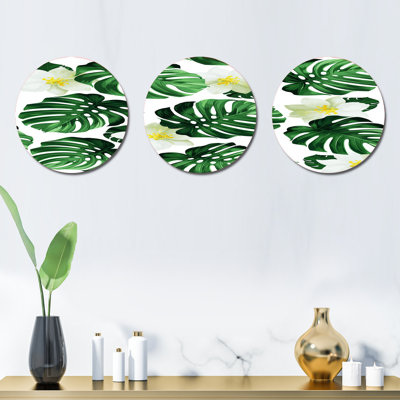 Ensemble de 3 décorations murales feuilles de fleurs exotiques Monstera