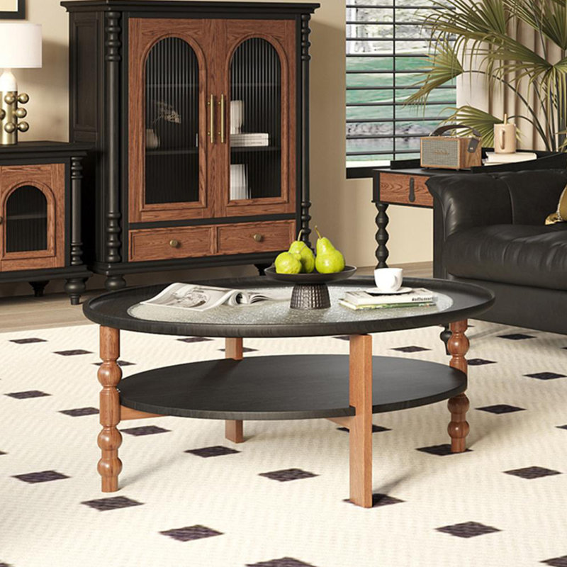 Table basse en frêne massif avec rebord surélevé, H 17,71 po x L 39,37 po x l 39,37 po