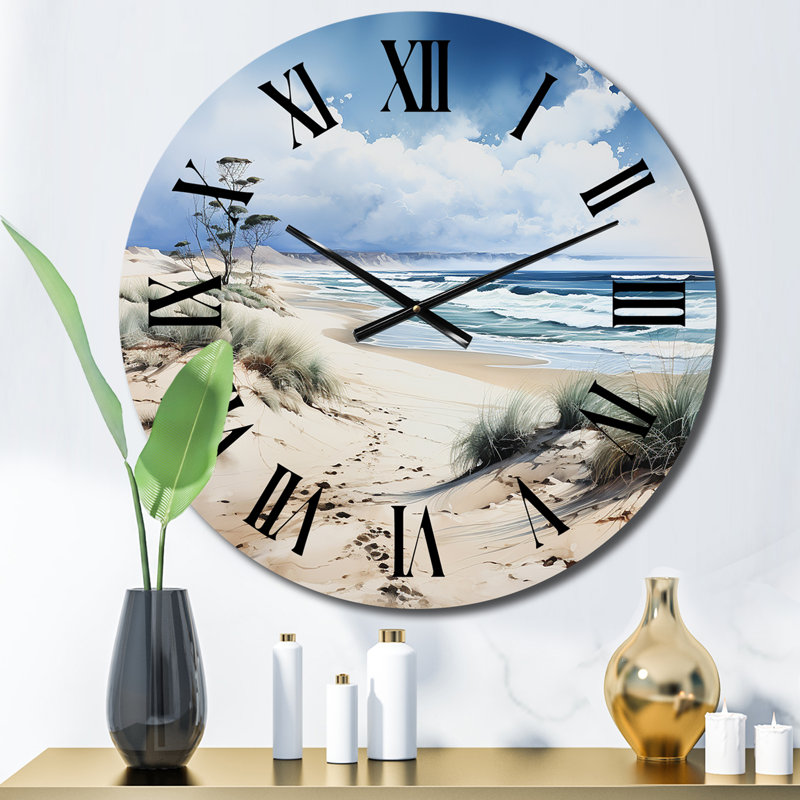 Horloge murale plage en métal Dune Dreams I, Moyenne