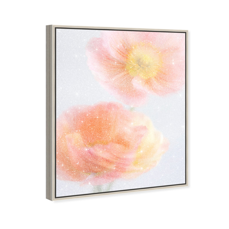 Hazy Camelias Print by Oliver Gal, 17"H x 21"W, Silver Floater Frame