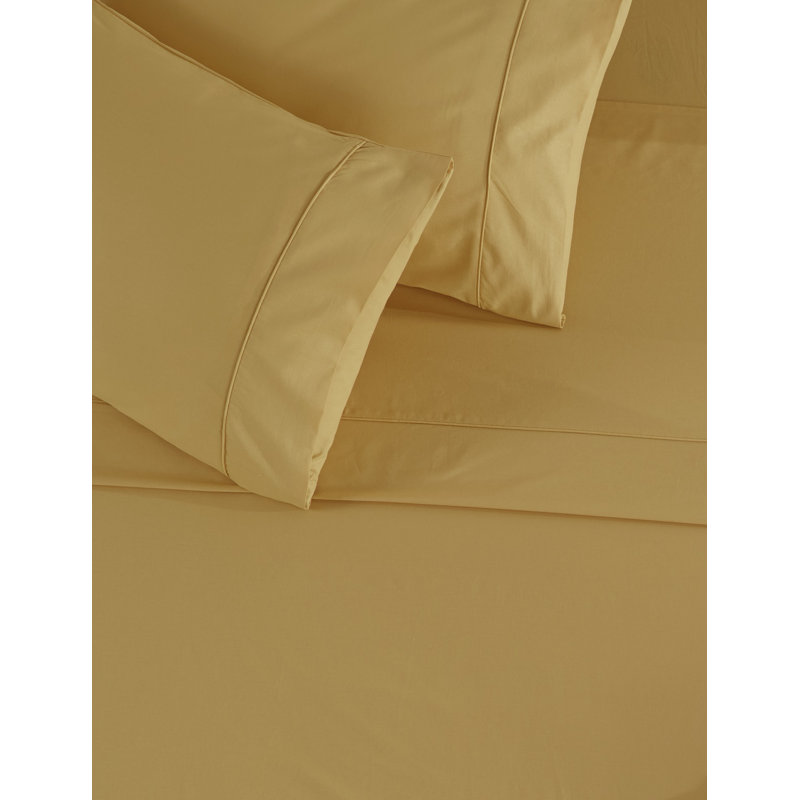 Ensemble de draps en coton Ranforce, Ensemble de draps pour lit simple + 1 taie d'oreil, Jaune