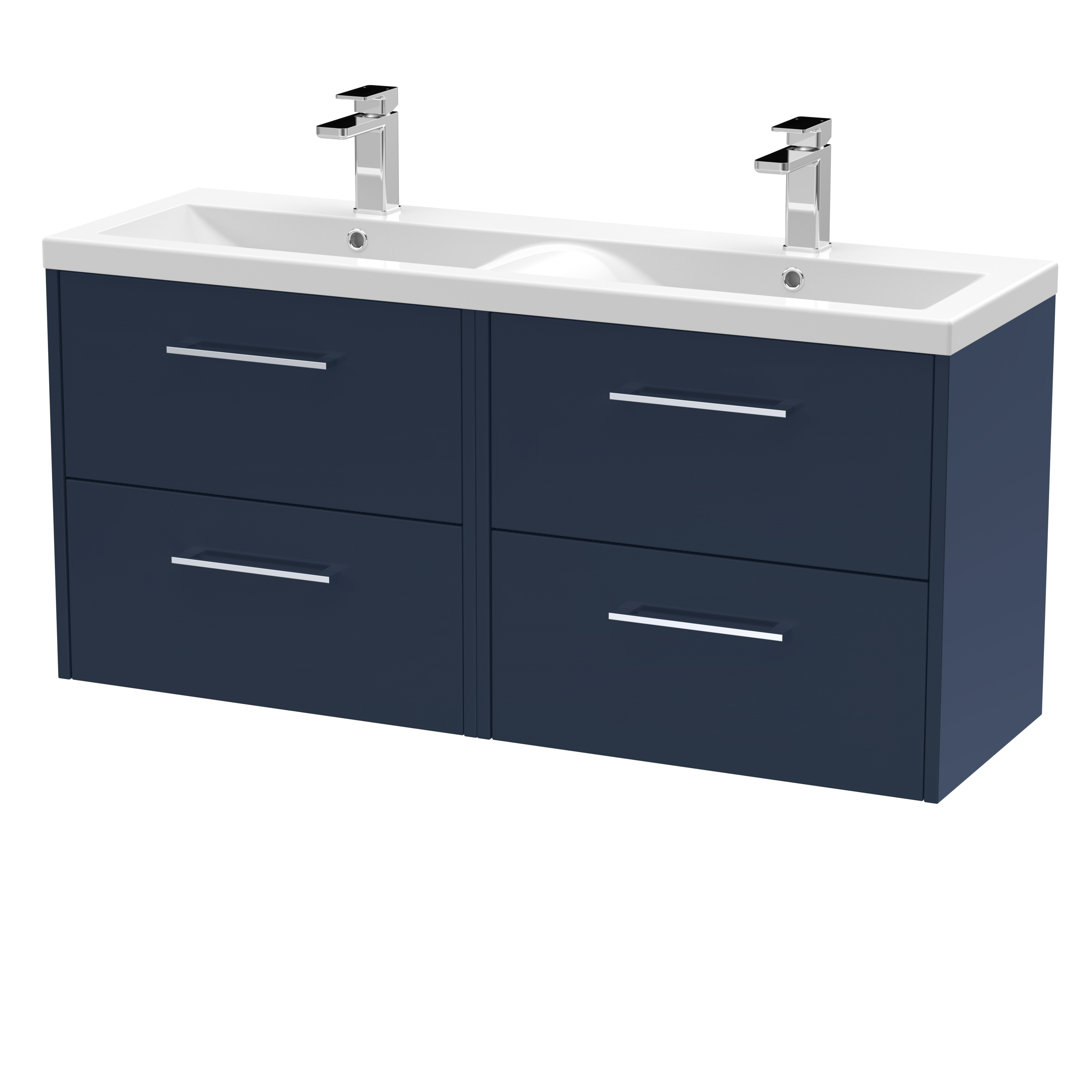 1200mm Wall Hung 4-Drawer Vanity & Double Basin