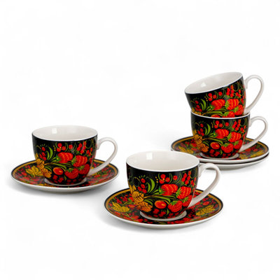 Folk Patterns Porcelain Teacup & Saucer