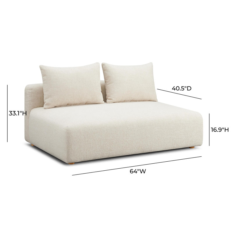 Chiemi Cheryll Textured Fabric Modular Loveseat, Cream