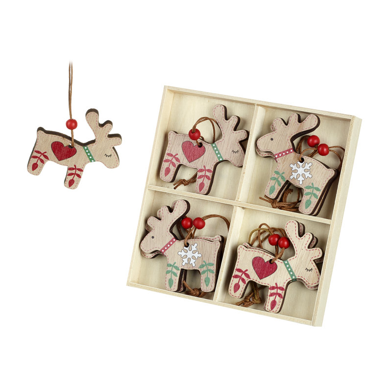 13cm Wood Animals Holiday Shaped Ornament