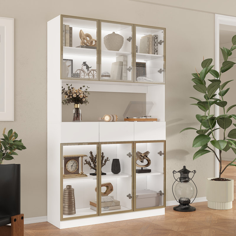 Display Cabinet With Adjustable Lights, White