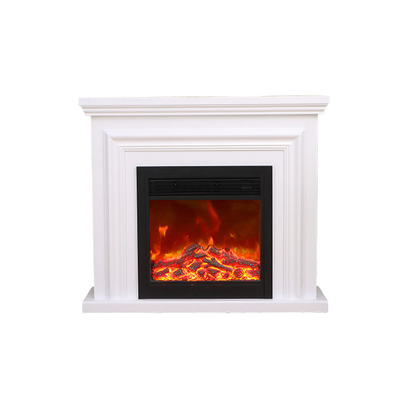White Solid + Manufactured Wood Electric Fireplace, White