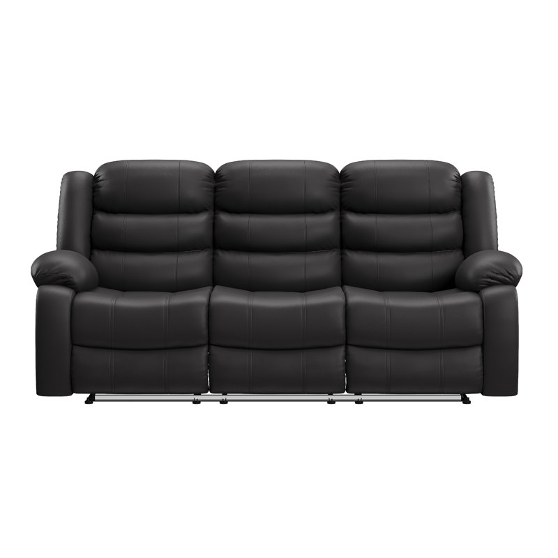 Canapé inclinable avec table rabattable et éclairage DEL, noir, Black