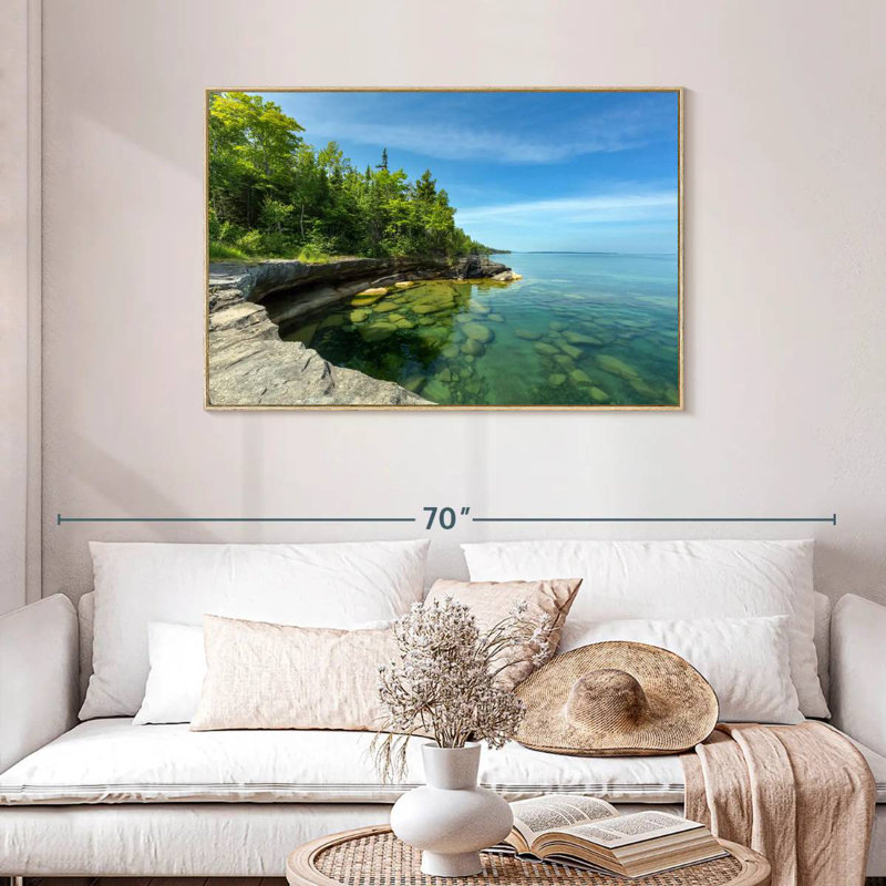 Photographie de Paradise Cove, Cadre flottant en bois naturel, 43 po x 29 po