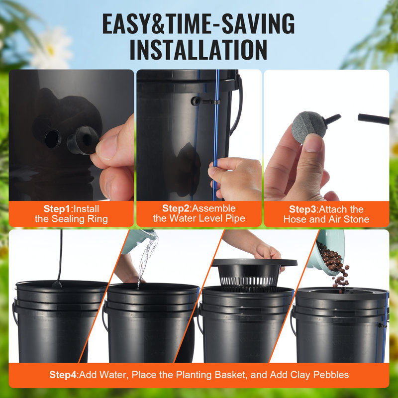 Black 5-Gallon Hydroponic Grow System with Air Pump