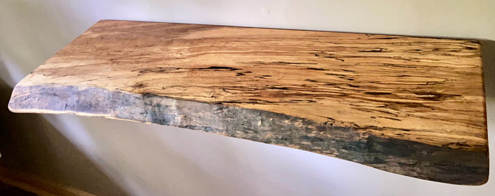 Custom Narrow Live Edge Spalted Maple Rustic Wood Floating Shelves|Ambrosia Maple Narrow Wood Wall Shelves