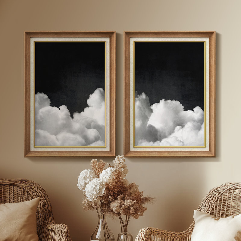 Ensemble de 2 œuvres d'art encadrées de qualité supérieure sur toile de qualité supérieure avec cadre de 26 po x 36 po, Noir