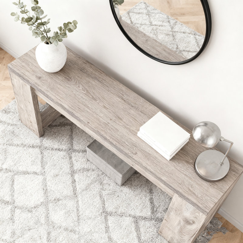 Console de style maison de campagne 70,9 po extra-longue - Canapé d'entrée en bois étroit derrière le canapé, Chêne clair