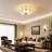 17.72" Brass Flush Mount Ceiling Light, Art Deco Frosted Glass
