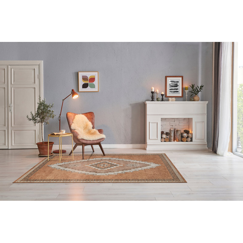 Tapis Isbah en laine touffeté à la main, Rectangle 6 pi x 9 pi