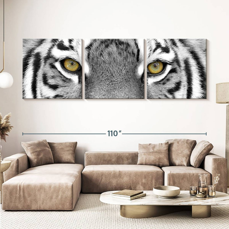 " White Tiger Eyes " 3 - Pieces, 110" H x 36" W x 1.25" D