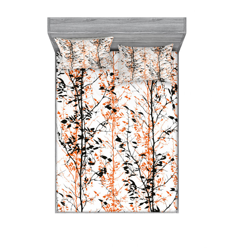 Microfiber Floral Sheet Set, Queen Sheet Set with Fitted Sheet