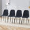 Chaise de luxe simple et luxueuse - ensemble de 4 chaises de salle à manger en lin et coton noir à haute résilience avec pieds en métal noir.